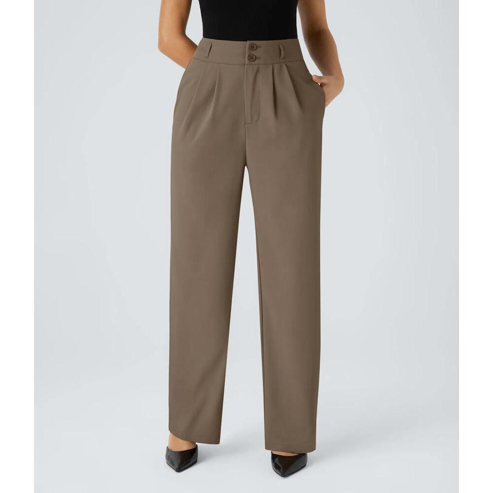 NWT Halara Flex™ High Waisted Shirred Straight Leg Work Pants Size Large Tall